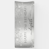 バースデーパーティーシルバーグリッター 横断幕 (縦)