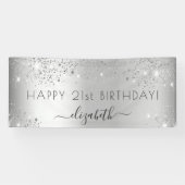 バースデーパーティーシルバーグリッター 横断幕 (横)