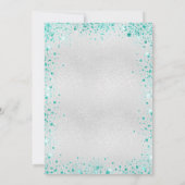 バースデーパーティーシルバーティール（緑がかった色）グリッターダストグラム 招待状 (裏面)