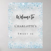 バースデーパーティーシルバーブルーグリッターへようこそ ポスター (正面)