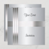 バースデーパーティーシルバー招待状 招待状 (正面/裏面)