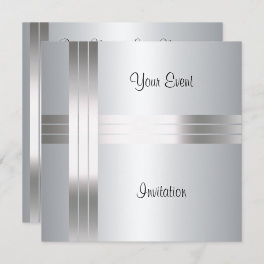 バースデーパーティーシルバー招待状 招待状 (正面/裏面)