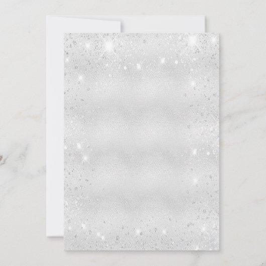 バースデーパーティーシルバー赤面ピンクグリッター 招待状 (裏面)