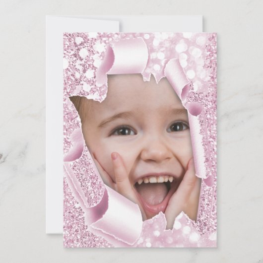 バースデーパーティースウィート5th 15th 15グリッター 招待状 (正面)