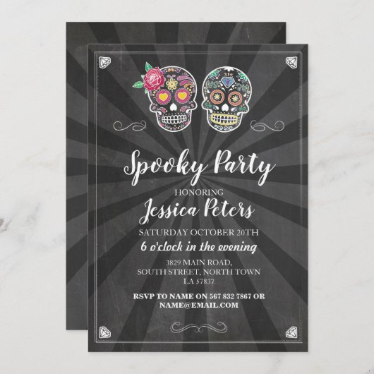 バースデーパーティースガースカルハロウィーン招待状 招待状 (正面/裏面)