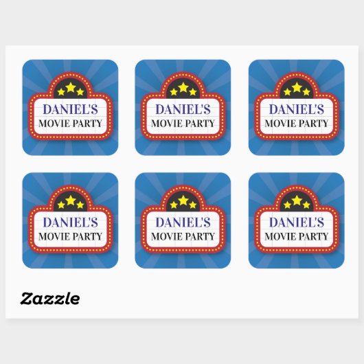 バースデーパーティーステッカー映画チケット夜 スクエアシール (シート)