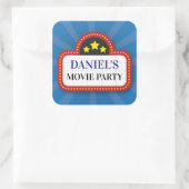 バースデーパーティーステッカー映画チケット夜 スクエアシール (バッグ)