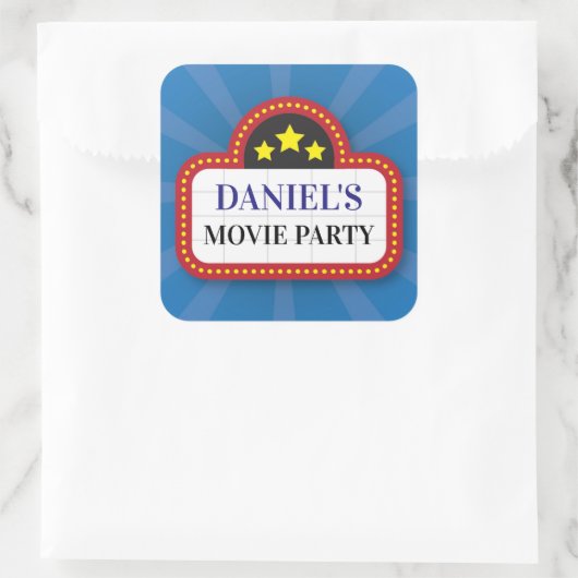 バースデーパーティーステッカー映画チケット夜 スクエアシール (バッグ)
