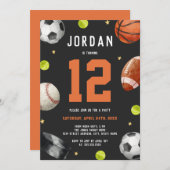 バースデーパーティースポモダンーツテーマ 招待状 (正面/裏面)