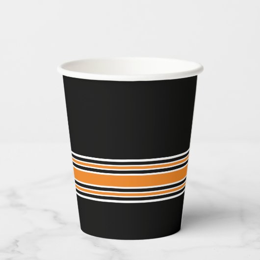 バースデーパーティースポーティストライプー&エイジ – オレンジブラック 紙コップ (裏面)