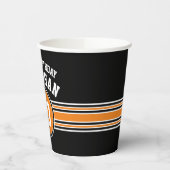 バースデーパーティースポーティストライプー&エイジ – オレンジブラック 紙コップ (左)