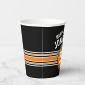 バースデーパーティースポーティストライプー&エイジ – オレンジブラック 紙コップ (右)
