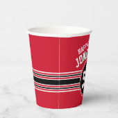 バースデーパーティースポーティストライプー&エイジ – レッドブラック 紙コップ (右)