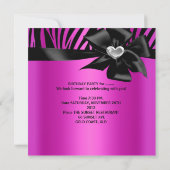 バースデーパーティーゼブラシルバーホットピンクブラック 招待状 (裏面)
