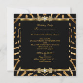バースデーパーティーゼブラブラック金ゴールドダイヤモンド 招待状 (裏面)