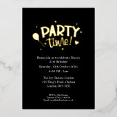 バースデーパーティータイム　お祝いのホイル招待状 箔招待状 (正面)