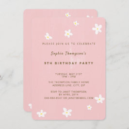 バースデーパーティーダスティバラかわいいデイジーシンプル女の子 招待状