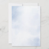 バースデーパーティーダスティブルーウォーターカラーアイボリー花 招待状 (裏面)