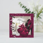 バースデーパーティーダマスクピンクレッドシューズクリーム2 招待状 (スタンド正面)