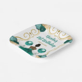 バースデーパーティーダークスキンプリンセスインティール（緑がかった色） ペーパープレート (傾斜あり)