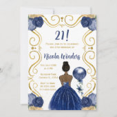 バースデーパーティーダークスキンプリンセスイン海軍 招待状 (正面)