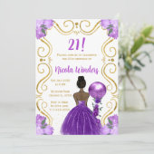 バースデーパーティーダークスキンプリンセスイン紫 招待状 (スタンド正面)