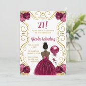 バースデーパーティーダークスキンプリンセスインBurgundy 招待状 (スタンド正面)