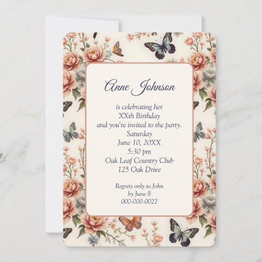 バースデーパーティーチノイスリーネイチャー調和 招待状 (正面)