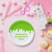 バースデーパーティーチャイルドグリーンおもしろいスライムドリップ ペーパープレート (パーティー)
