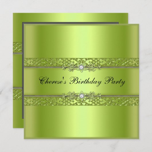 バースデーパーティーチャートルーズブラックダイヤモンド 招待状 (正面/裏面)