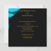 バースデーパーティーティール（緑がかった色）ブルーシューズ 招待状 (裏面)