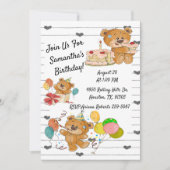 バースデーパーティーテディベアーズ誕生日招待状 招待状 (正面)