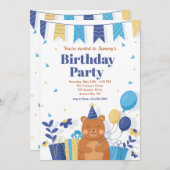 バースデーパーティーテディベア 招待状 (正面/裏面)