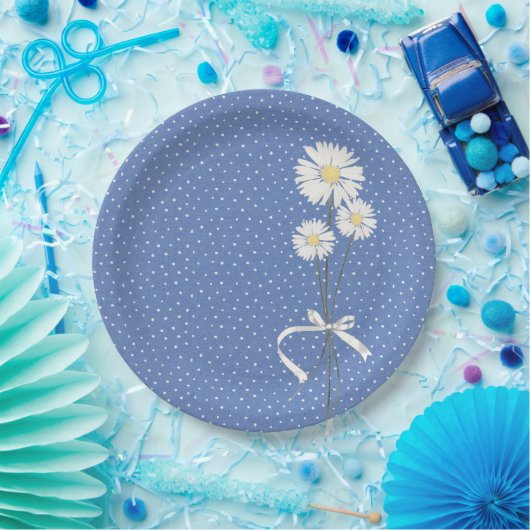 バースデーパーティーデイジーブーケとドット紙プレート ペーパープレート (パーティー)