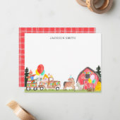 バースデーパーティートラック納屋周囲の庭ファーム動物キッズ ノートカード (正面/裏面インサイチュ)