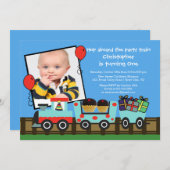 バースデーパーティートレインフォト誕生日招待状 招待状 (正面/裏面)