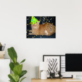 バースデーパーティードオレンジタビーキャット ポスター (ホームオフィス)