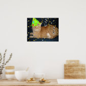 バースデーパーティードオレンジタビーキャット ポスター (キッチン)