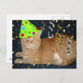 バースデーパーティードオレンジタビーキャット ポストカード (正面/裏面)