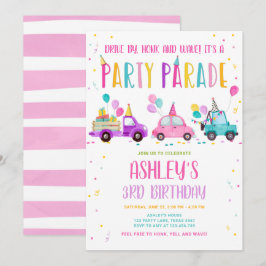 バースデーパーティードパレードピンクのドライブ通り 招待状
