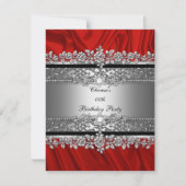 バースデーパーティードレッドシルクシルバーブラックダイヤモンド 招待状 (正面)
