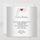 バースデーパーティードレッドシルバーホワイトダイヤモンドハート 招待状 (裏面)