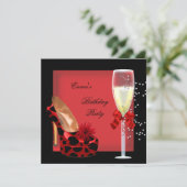 バースデーパーティードレッドブラックシャンパンシューズ 招待状 (スタンド正面)