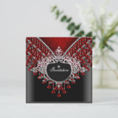 バースデーパーティードレッドブラックシルバー 招待状 (スタンド正面)