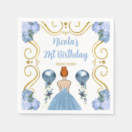 バースデーパーティードレッドヘアプリンセスインほこりっぽいブルー スタンダードカクテルナプキン