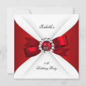 バースデーパーティードレッドホワイトダイヤモンドレッドボウ2 招待状 (正面)
