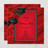 バースデーパーティードレッドローズブラックボウ 招待状 (正面/裏面)