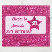 バースデーパーティーナイトピンクグリッター女性 スパークリングワインラベル (シングルラベル)