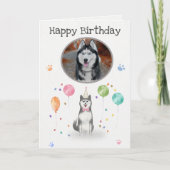 バースデーパーティーハスキシビールドッグアニマルカード カード (正面)