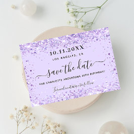 バースデーパーティーバイオレットグリッター セーブザデート